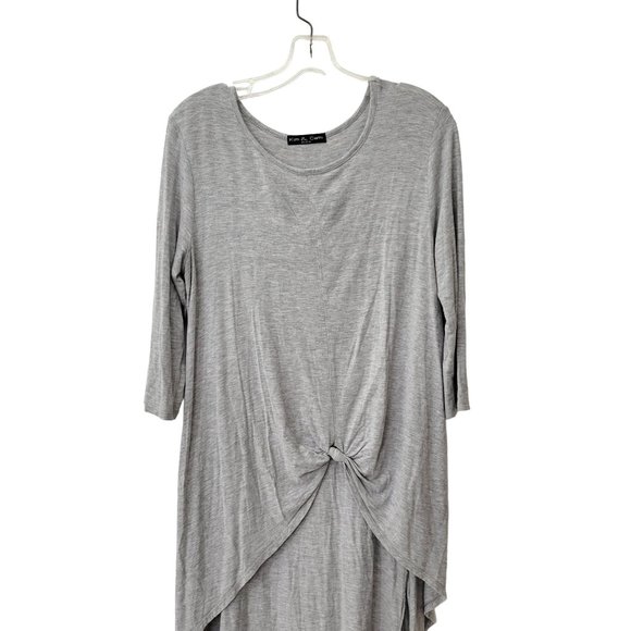 Kin and Cami Grey Jersey High Low Tunic with Knotted Front - Picture 3 of 4